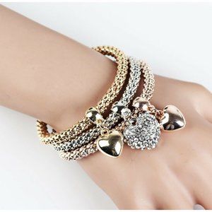 popcorn chain charm bracelet set NWOT